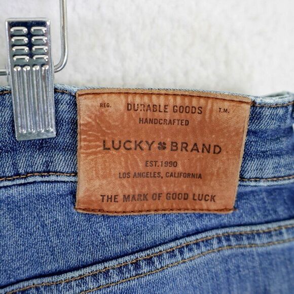 Lucky Brand 383 Straight Blue Jeans 37/32 Stone Wash Whiskering Mid Rise Tag 36 - Picture 4 of 13